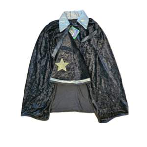 GRAND IMPOSTEURS NWT CHILD'S BLACK VELVET CAPE & HAT WIZARD COSTUME  2-6…